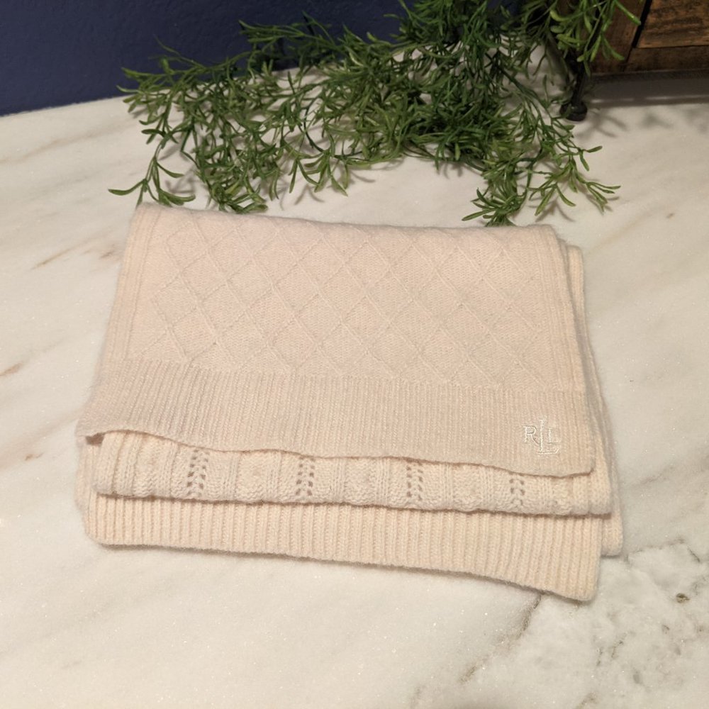 Lauren Ralph Lauren Ivory Cable Knit Scarf